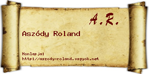 Aszódy Roland névjegykártya