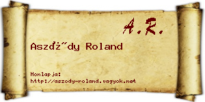 Aszódy Roland névjegykártya